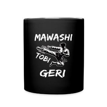Mawashi Tobi Geri, le coup de pied du karaté dans le saut - Mug uni - noir - Devant
