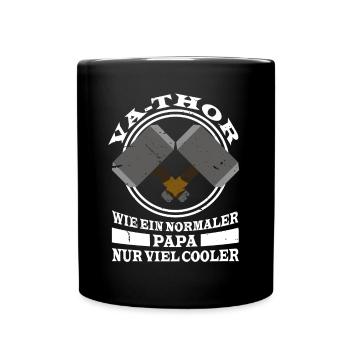 Vathor Fathor Vater Held Hammer Papa - Tasse einfarbig - Schwarz - Vorne