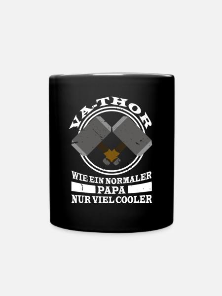 Vathor Fathor Vater Held Hammer Papa - Tasse einfarbig - Schwarz