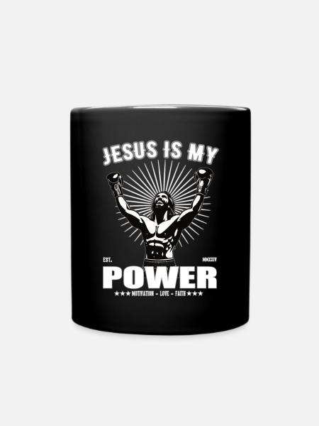 Jesus is my Power - Boxing Design - Tasse einfarbig - Schwarz