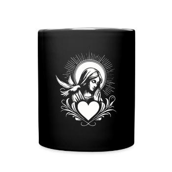 Saint Mary with heart and dove of peace - Full Colour Mug - black - Front