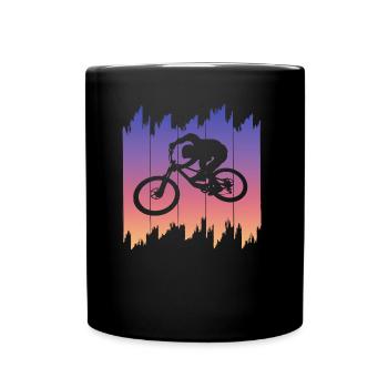 Mountainbike Downhill heizen MTB Fahrer Geschenk - Tasse einfarbig - Schwarz - Vorne
