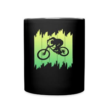 Biken Fahrrad Downhill - Tasse einfarbig - Schwarz - Vorne