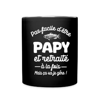 papy pêcheur et retraité cadeau fête - Mug uni - noir - Devant