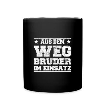 Out of the Way Brother in Action Design - Full Colour Mug - black - Front