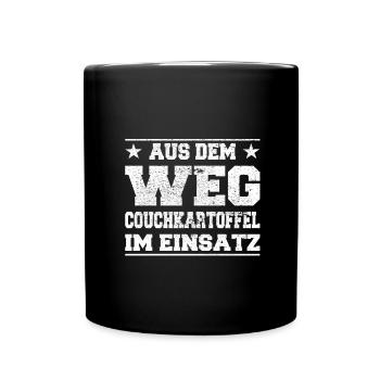 Hors du chemin Couch Potato en utilisation Design - Mug uni - noir - Devant