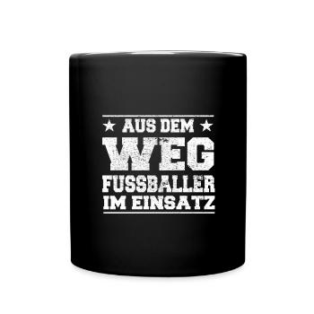 Out of the Way Footballers in Action Design - Full Colour Mug - black - Front