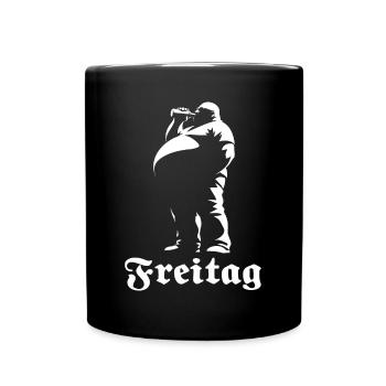 Freitag Design - Start ins Wochenende mit Bier - Tasse einfarbig - Schwarz - Vorne