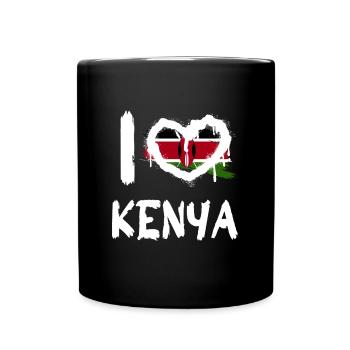I love Kenya / Ich Liebe Kenia Land Länder - Tasse einfarbig - Schwarz - Vorne