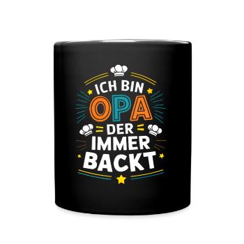 Ich bin der Opa der immer backt lustiger Opaspruch - Tasse einfarbig - Schwarz - Vorne
