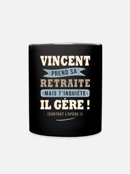 Vincent humour retraite cadeau retraité - Mug uni - noir