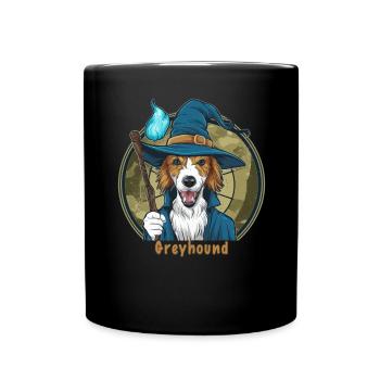 Magic Greyhound in Wizard Outfit for Wizard - Full Colour Mug - black - Front
