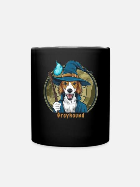 Magischer Windhund im Zauberer Outfit für Zauberer - Tasse einfarbig - Schwarz