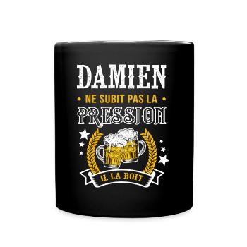 Damien bière damien cadeau Damien fêtes - Mug uni - noir - Devant
