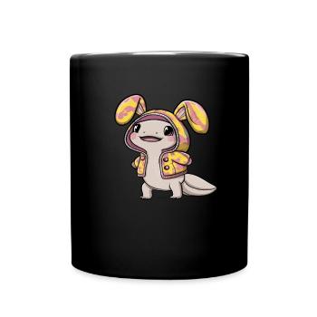 Colorful Axolotl with Bunnies Outfit - Full Colour Mug - black - Front