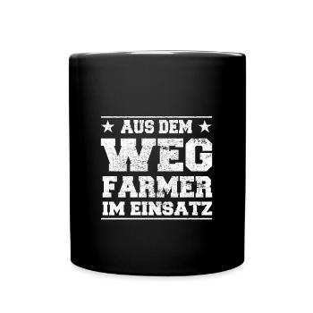 Out of the Way Farmer in Action Design - Full Colour Mug - black - Front