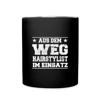 Coiffeur à l’écart en cours d’utilisation Design - Mug uni - noir - Devant