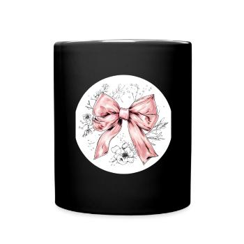 Schleife Seide Glamour Geschenk - Tasse einfarbig - Schwarz - Vorne