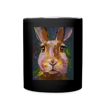 Hare Painting Oil Paints Gift - Full Colour Mug - black - Front