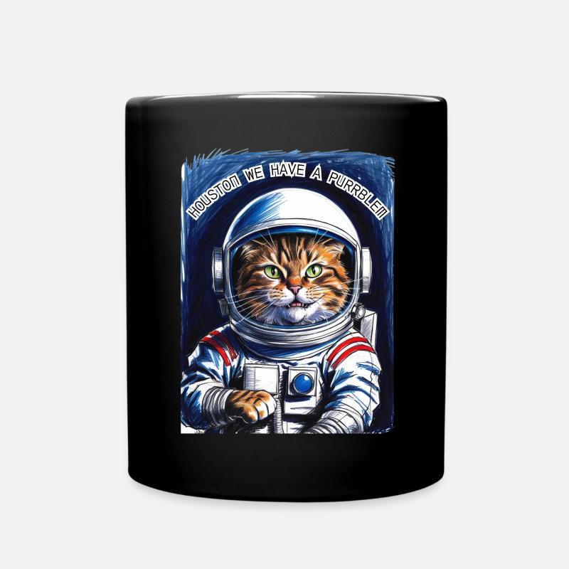 Astronaut Katze Kosmos Geschenk - Tasse einfarbig - Schwarz