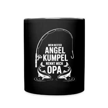 Opa und Enkel Angeln Angelbuddys. Geschenk für Opa - Tasse einfarbig - Schwarz - Vorne