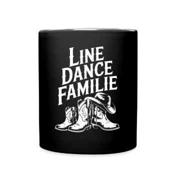 Linedance Familie Papa Mama Kinder - Tasse einfarbig - Schwarz - Vorne