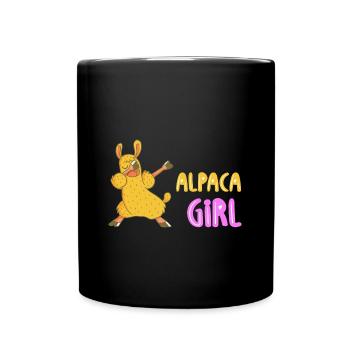 Alpaca Mädchen - Tasse einfarbig - Schwarz - Vorne