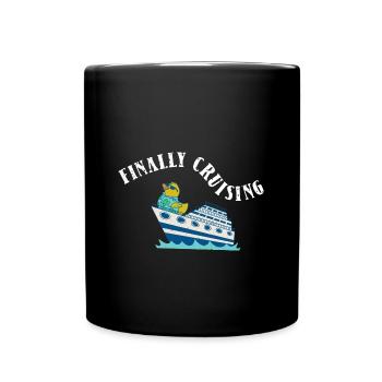 Endlich Kreuzfahrt Kreuzfahrtschiff - Tasse einfarbig - Schwarz - Vorne