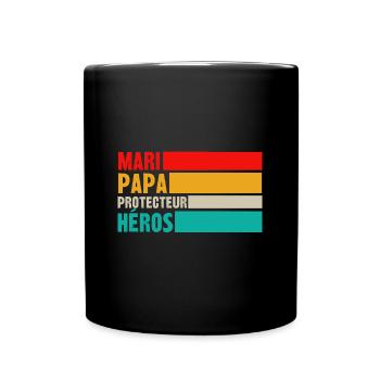 mari papa protecteur héros - Mug uni - noir - Devant