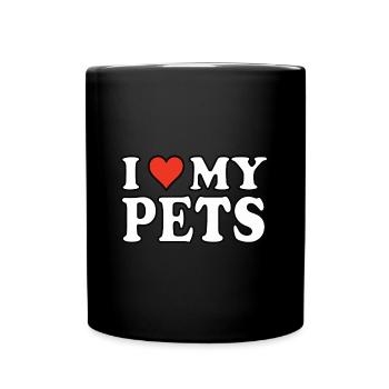 I love my Pets - Ich liebe meine Haustiere Design - Tasse einfarbig - Schwarz - Vorne