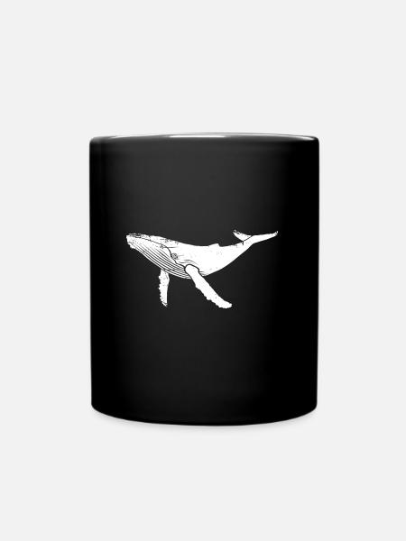 Wal - Buckelwal - Meeressäuger - Geschenk - Tasse einfarbig - Schwarz