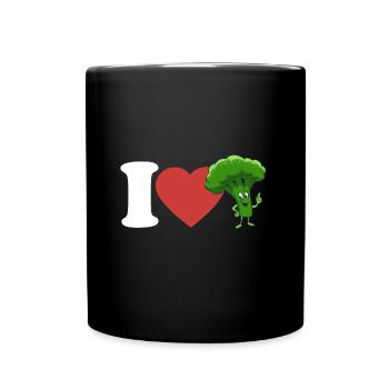 I Love Broccoli, Gemüse, vegetarisch, vegan - Tasse einfarbig - Schwarz - Vorne