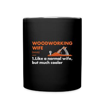 Menuisier Femme Définition Travail du bois - Mug uni - noir - Devant