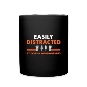Menuisier Chiens facilement distraits et travail du bois - Mug uni - noir - Devant