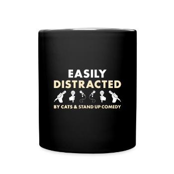 Comédien distrait par les chats et la comédie stand-up - Mug uni - noir - Devant