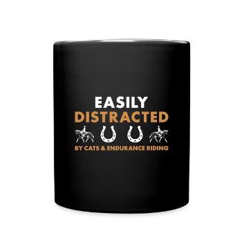 Rider Easily Distracted Cats And Endurance Riding - Full Colour Mug - black - Front