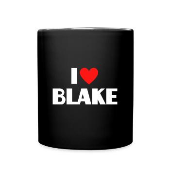 I love Blake Rotes Herz Liebe Fan Geschenk - Tasse einfarbig - Schwarz - Vorne