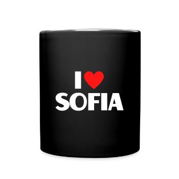 I love Sofia Red Heart Love Fan Gift - Full Colour Mug - black - Front
