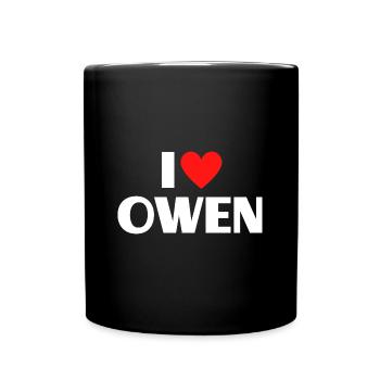 I Love Owen Red Heart Love Fan Gift - Full Colour Mug - black - Front