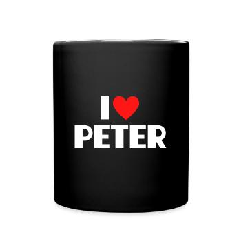 I love Peter Rotes Herz Liebe Fan Geschenk - Tasse einfarbig - Schwarz - Vorne