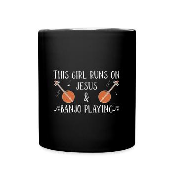 Banjo play banjo player music instrument - Full Colour Mug - black - Front