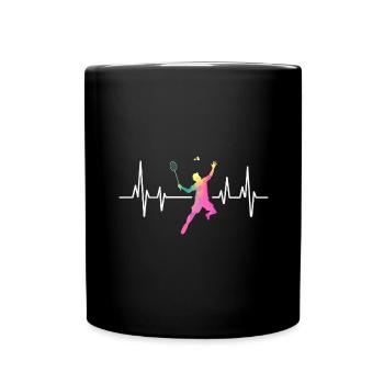 Badminton rythme cardiaque coloré - Mug uni - noir - Devant