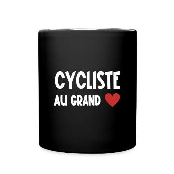 cycliste au grand cœur - Mug uni - noir - Devant