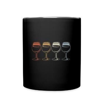 Vin, Verre à vin Rétro - Vintage - Silhouette - Mug uni - noir - Devant
