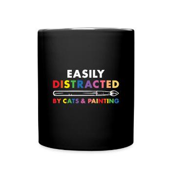 Peintre Facilement Distrait Par Les Chats Et La Peinture - Mug uni - noir - Devant