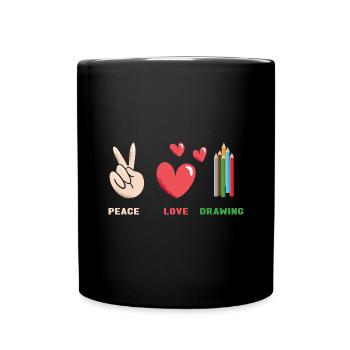 Tiroir Paix Amour Dessin - Mug uni - noir - Devant