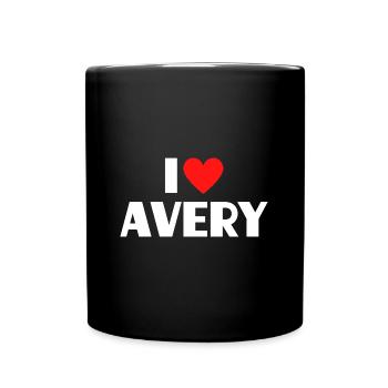 I love Avery Rotes Herz Liebe Fan Geschenk - Tasse einfarbig - Schwarz - Vorne