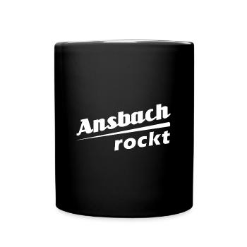 Ansbach rockt - Textdesign mit Stadtnamen - Tasse einfarbig - Schwarz - Vorne