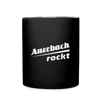 Auerbach rockt - Textdesign mit Stadtnamen - Tasse einfarbig - Schwarz - Vorne