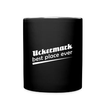 Uckermark - Stadt best place ever - Tasse einfarbig - Schwarz - Vorne